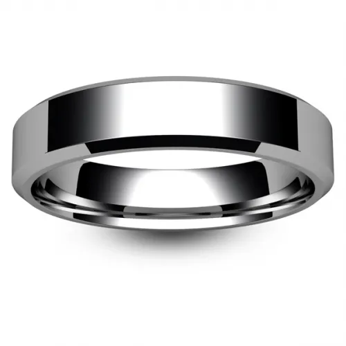 Flat Court Chamfered Edge -  5mm Platinum Wedding Ring 